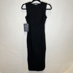 Hyacinth House Black Sleeveless Open Back Bow Midi Dress AY1206D Womens XS NEW
